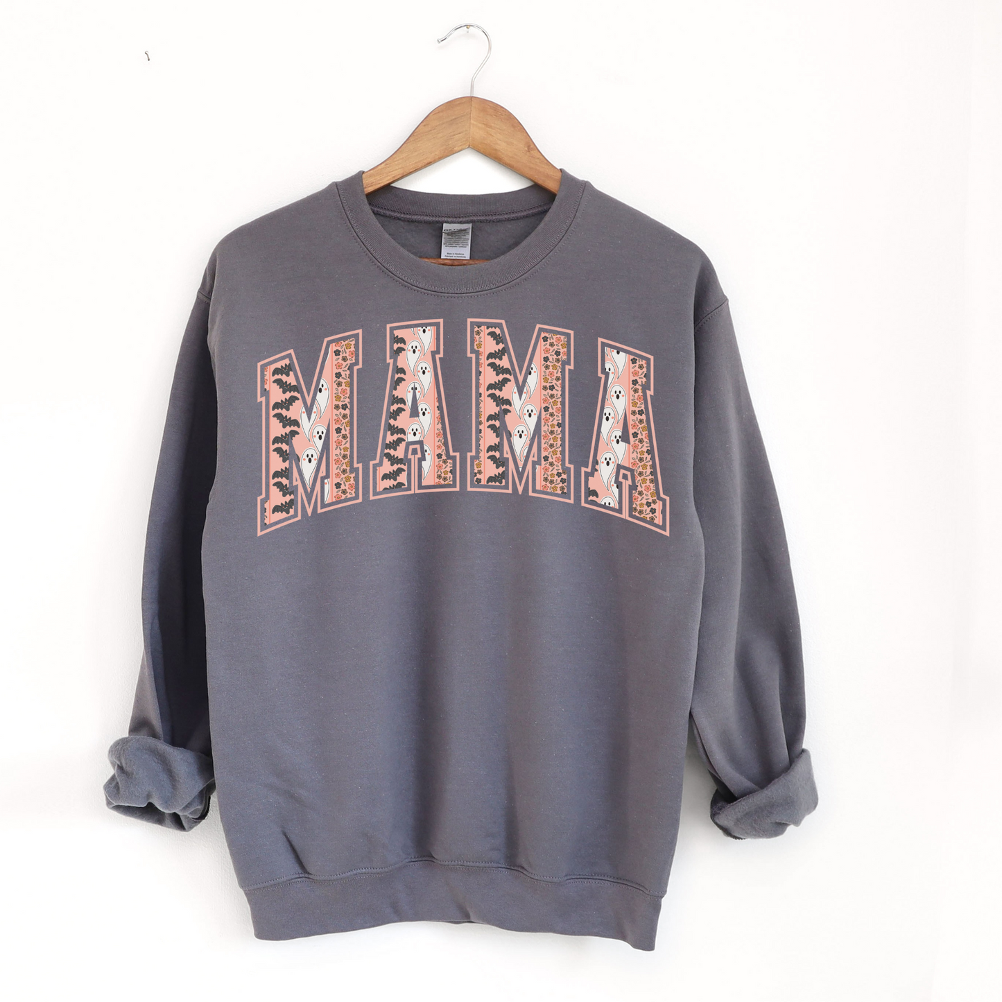 Mama Halloween Print Varsity Crewneck