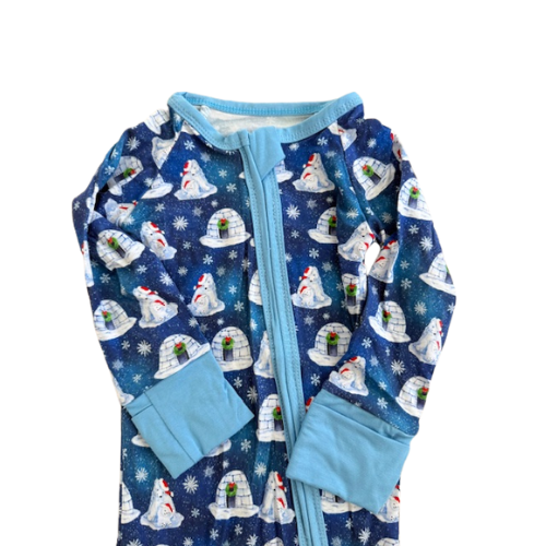 Bamboo Christmas Polar Bear Zipper Romper