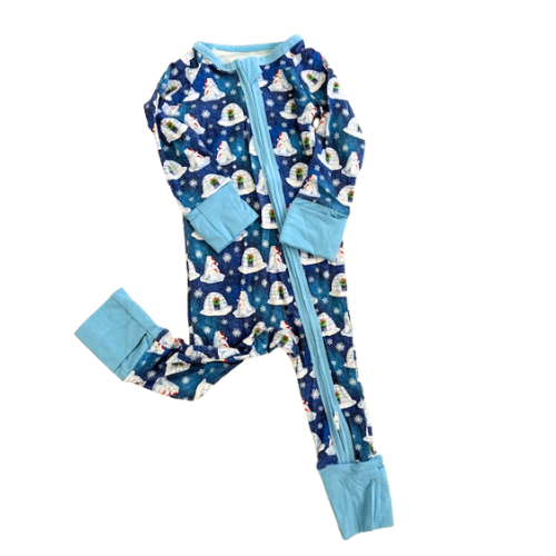 Bamboo Christmas Polar Bear Zipper Romper